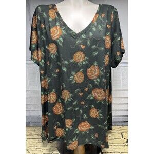 Lularoe Tee T Shirt Top Tunic Women’s Plus Size 3X Abstract Rose Flower Floral